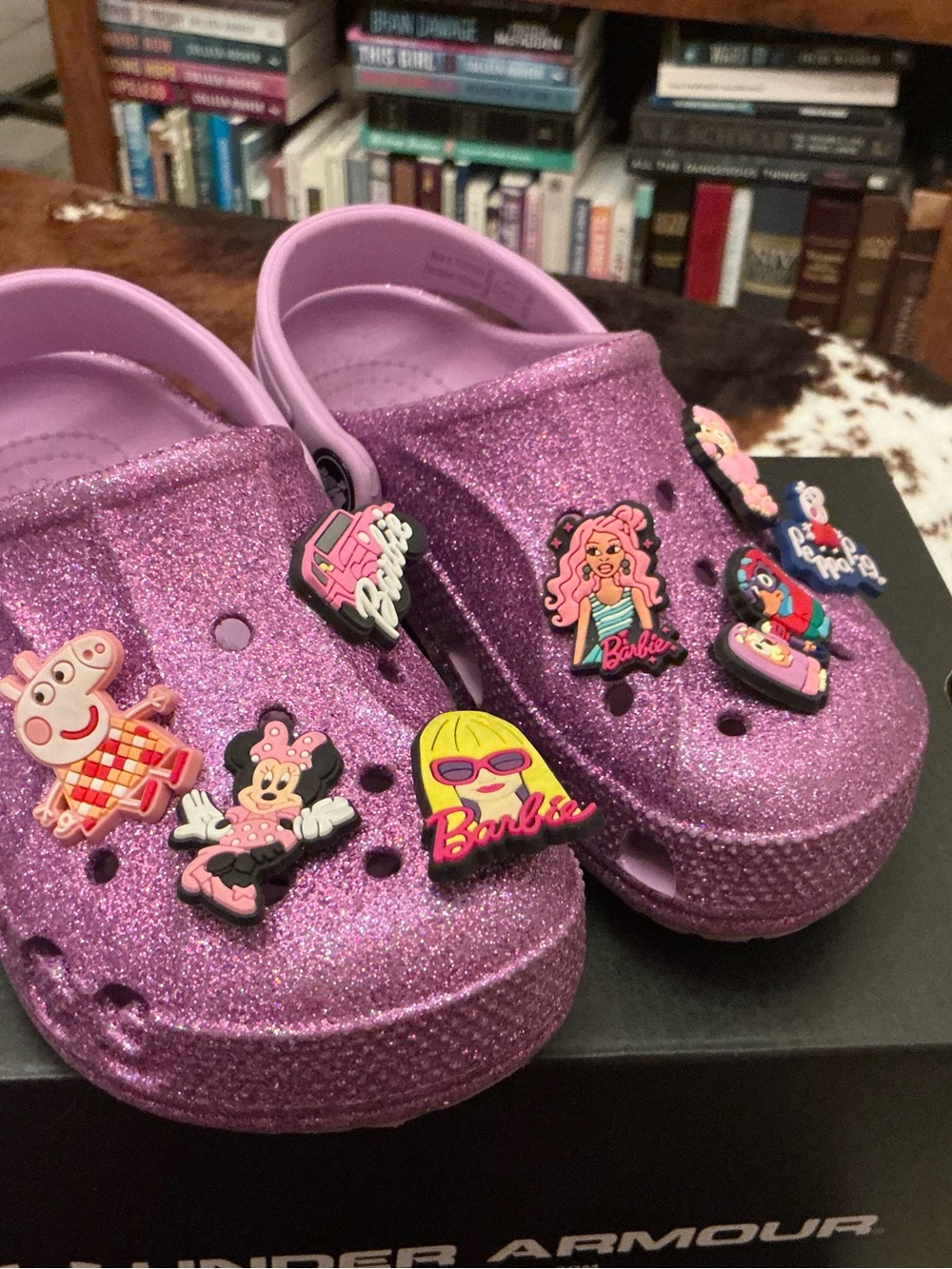 CROCS Kids Glitter Clogs with Barbie & Character Charms — Purple